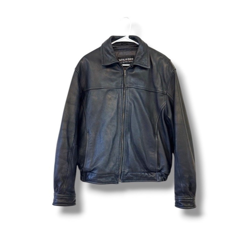 Wilsons Leather Jacket Men's M Black Bomber Thinsulate Lined Vintage Classic 90s